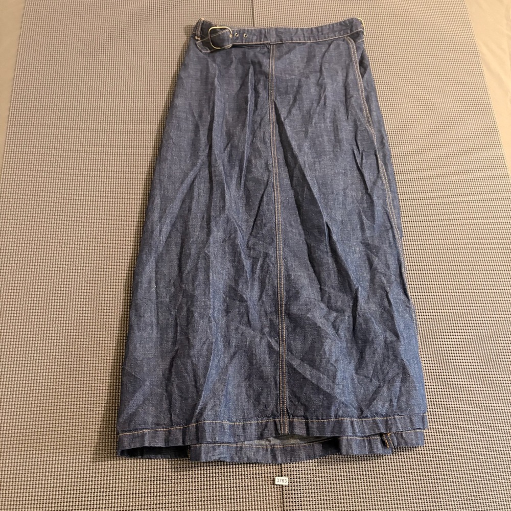 Zara Womens Blue Denim Maxi Skirt Side Buckle Size M